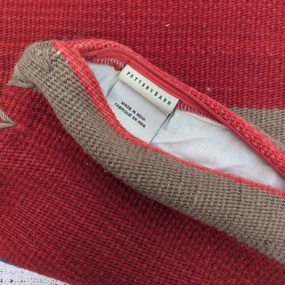 Pottery Barn Wool Pillow Covers Southwestern Stripe Blanket Stitch Set of 2 - Picture 10 of 10